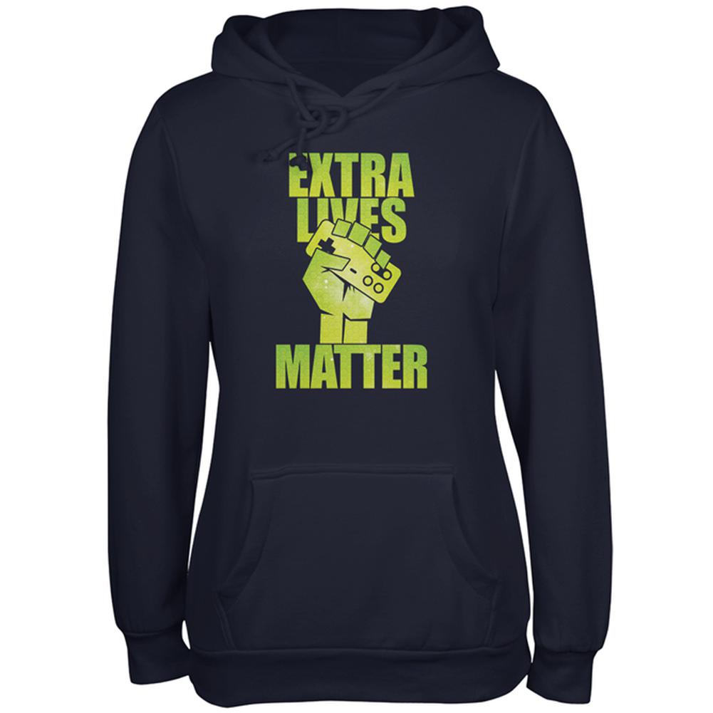 Video Games Extra Lives Matter Juniors Soft Hoodie Juniors Hoodies Old Glory 2XL Navy