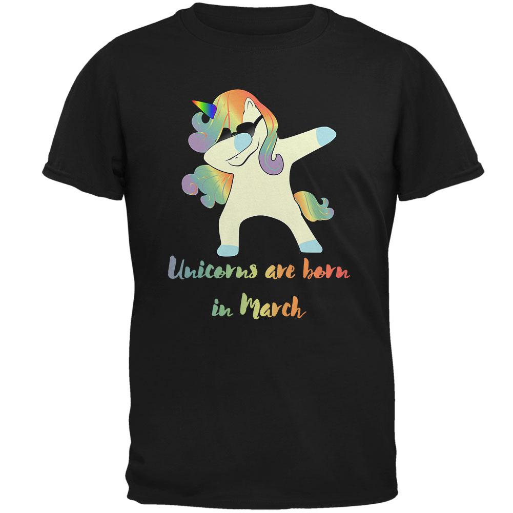 March Birthday Dabbing Unicorn Sunglasses Mens T Shirt Men's T-Shirts Old Glory 2XL Black