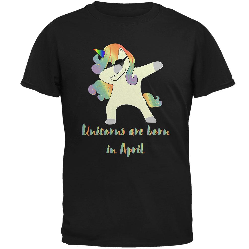 April Birthday Dabbing Unicorn Sunglasses Mens T Shirt Men's T-Shirts Old Glory 2XL Black