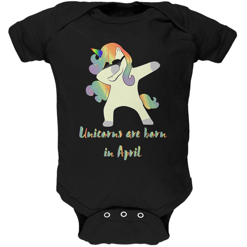April Birthday Dabbing Unicorn Sunglasses Soft Baby One Piece Baby One Piece Old Glory 0-3M Black