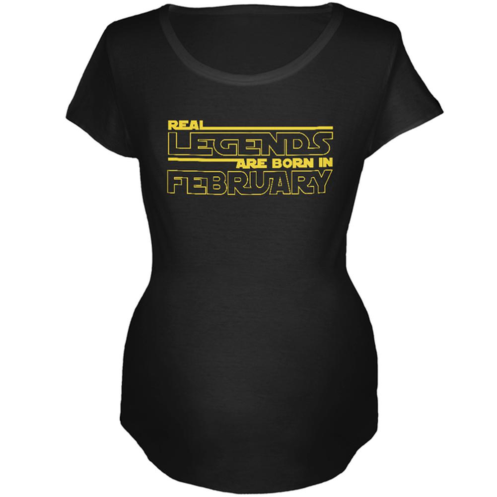 Real Legends are Born in February Maternity Soft T Shirt Maternity T-Shirts Old Glory 2XL Black