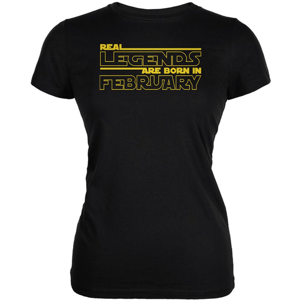 Real Legends are Born in February Juniors Soft T Shirt Juniors T-Shirts Old Glory 2XL Black