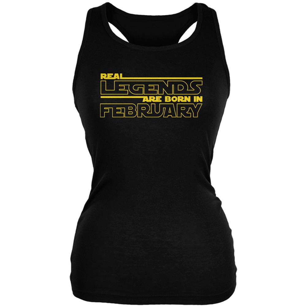 Real Legends are Born in February Juniors Soft Tank Top Juniors Tank Tops Old Glory 2XL Black