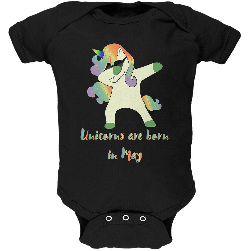 May Birthday Dabbing Unicorn Sunglasses Soft Baby One Piece Baby One Piece Old Glory 0-3M Black