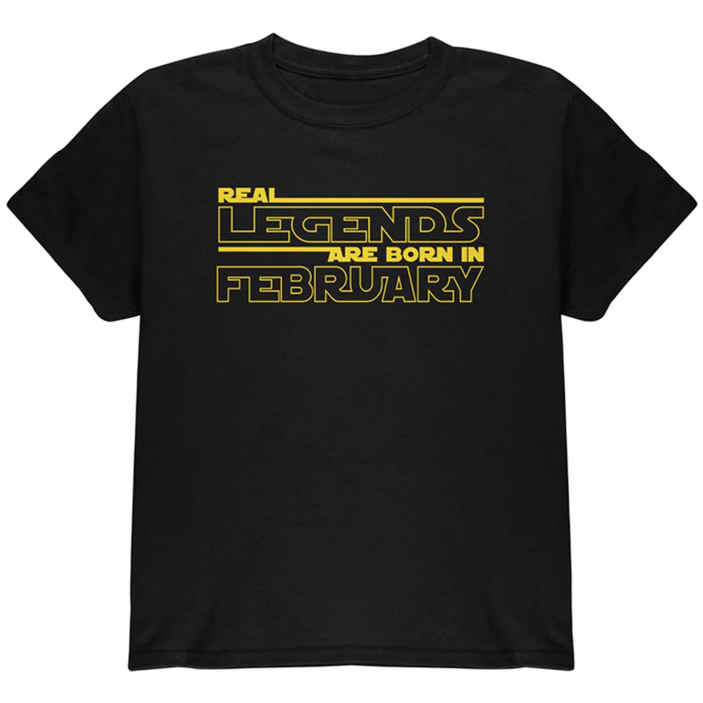 Real Legends are Born in February Youth T Shirt Youth T-Shirts Old Glory LG Black
