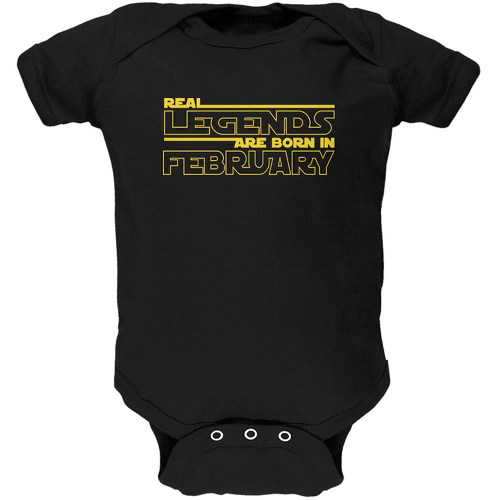 Real Legends are Born in February Soft Baby One Piece Baby One Piece Old Glory 0-3M Black