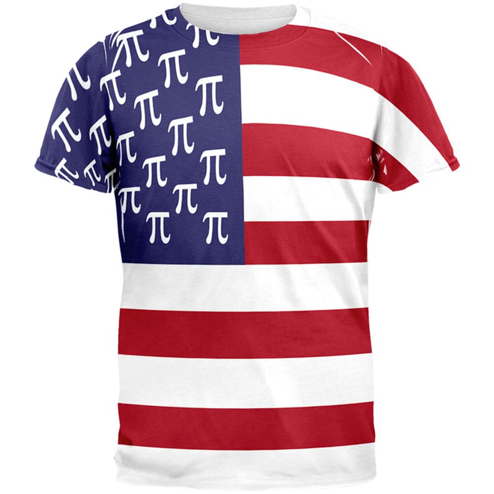 4th of July American Pi Flag All Over Mens T Shirt Men's T-Shirts Old Glory 2XL Multi