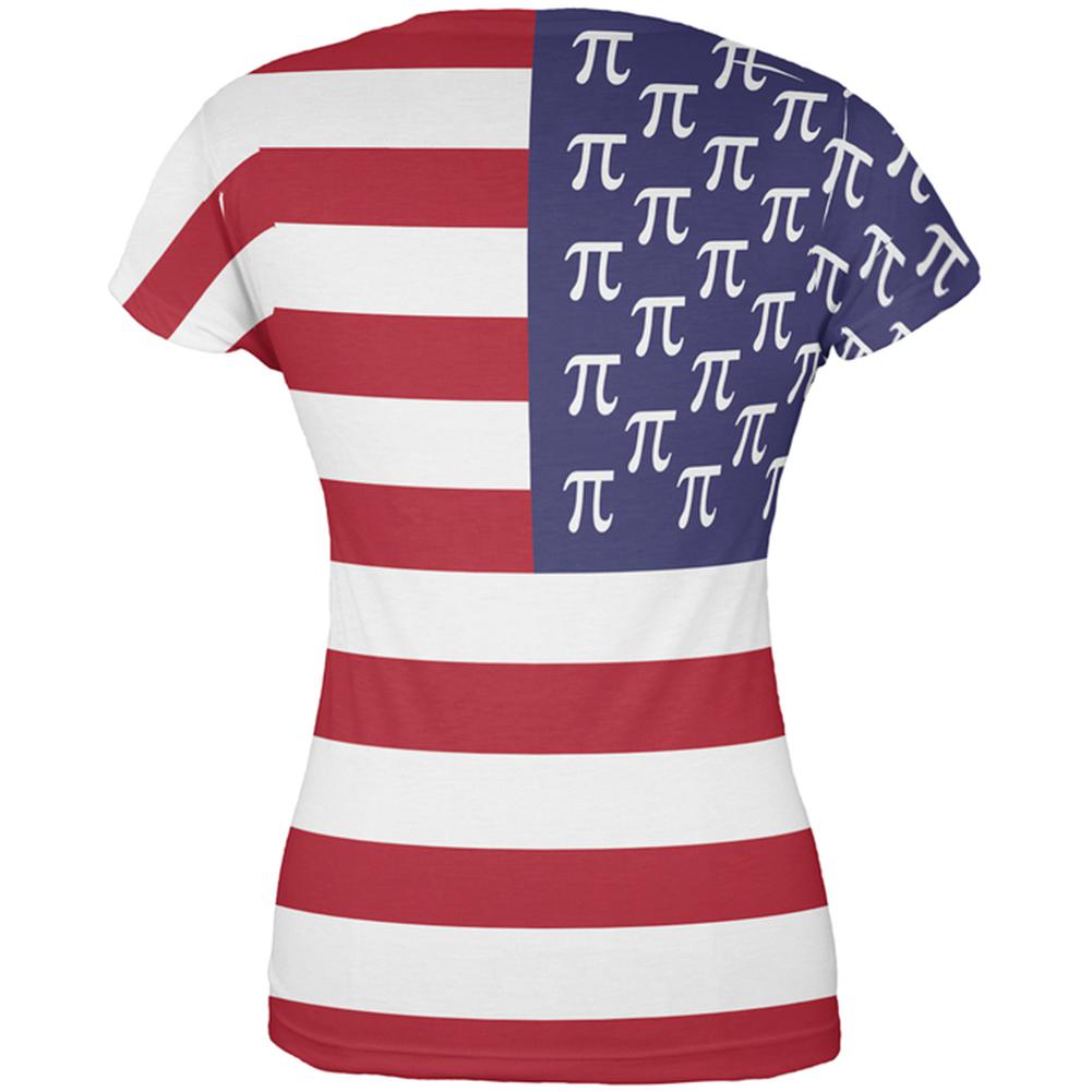 4th of July American Pi Flag All Over Juniors T Shirt Juniors T-Shirts Old Glory