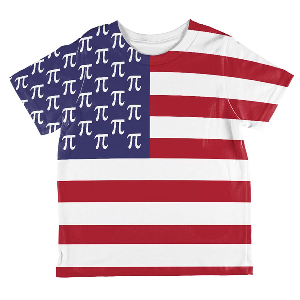 4th of July American Pi Flag All Over Toddler T Shirt Toddler T-Shirts Old Glory 2T Multi