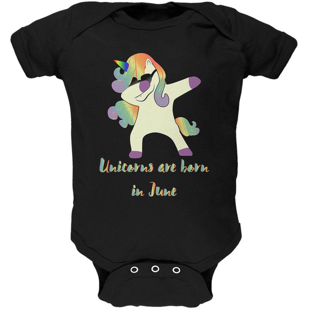 June Birthday Dabbing Unicorn Sunglasses Soft Baby One Piece Baby One Piece Old Glory 0-3M Black