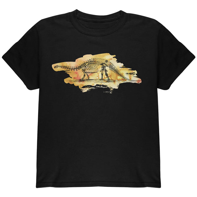 Dinosaur Fossil Brontosaurus Youth T Shirt Youth T-Shirts Old Glory YLG Black