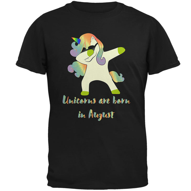 August Birthday Dabbing Unicorn Sunglasses Mens T Shirt Men's T-Shirts Old Glory 5XL Black