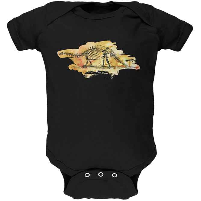 Dinosaur Fossil Brontosaurus Soft Baby One Piece Baby One Piece Old Glory 0-3M Black
