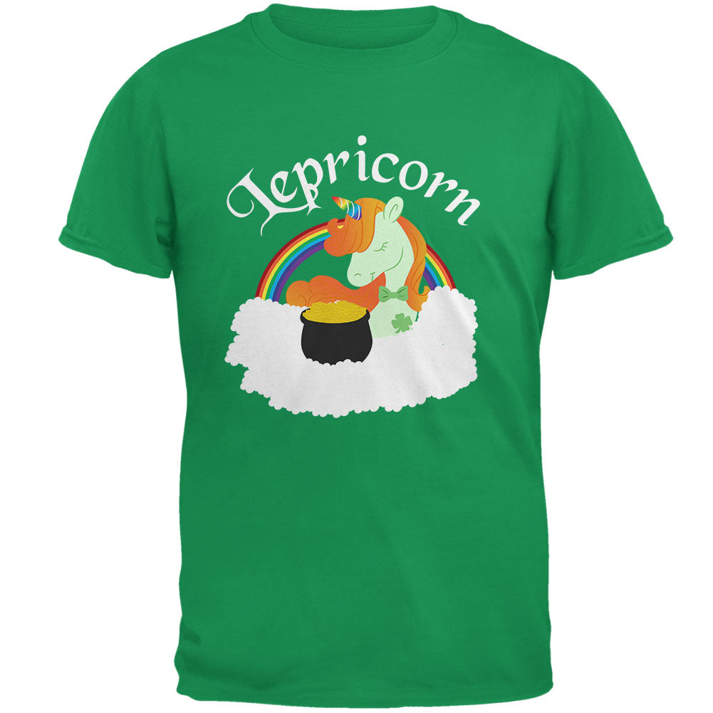 St. Patrick's Day Lepricorn Leprechaun Lucky Pot Of Gold Mens T Shirt Men's T-Shirts Old Glory 2XL Irish Green