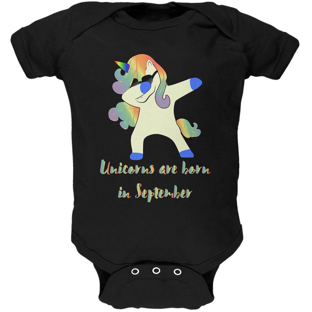 September Birthday Dabbing Unicorn Sunglasses Soft Baby One Piece Baby One Piece Old Glory 0-3M Black