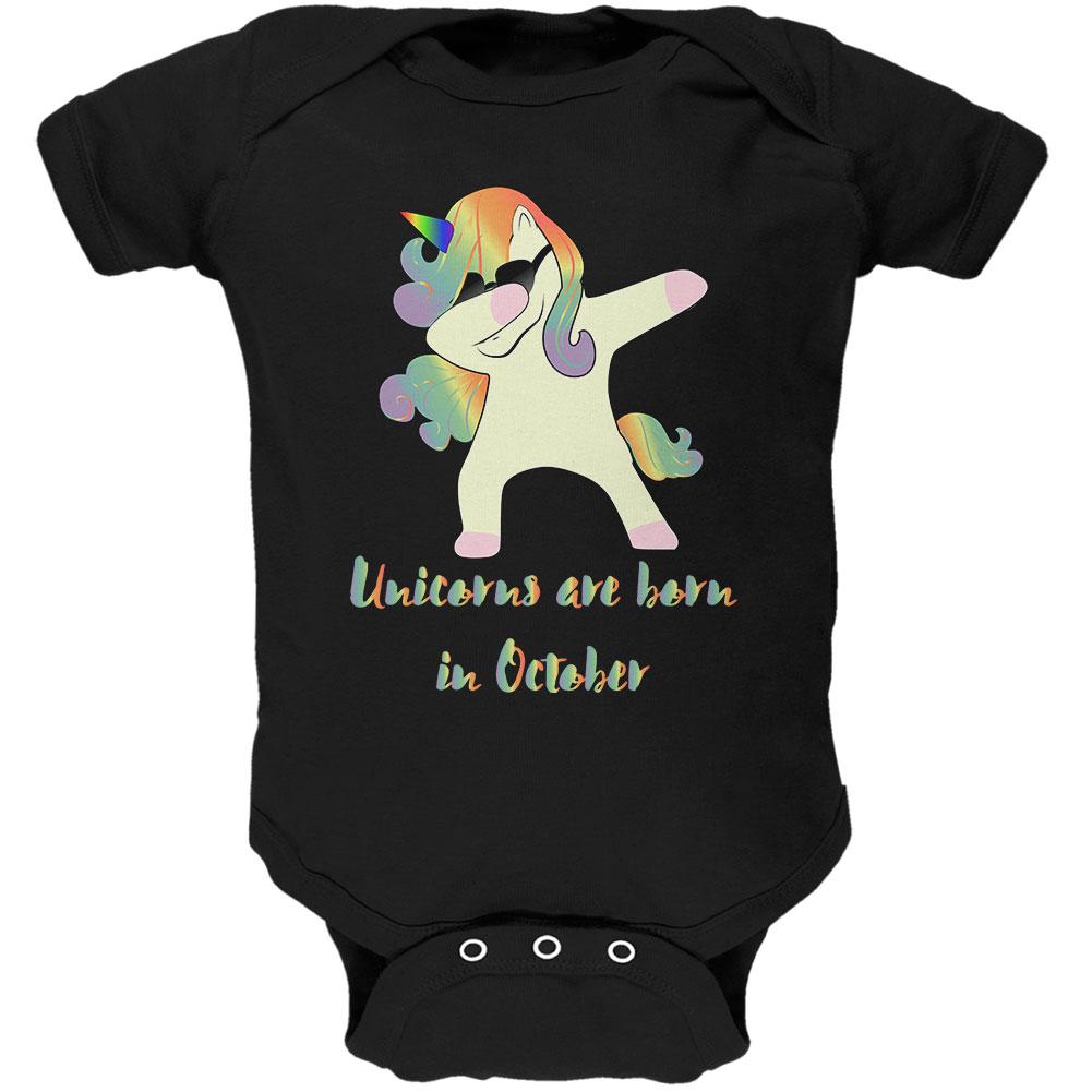 October Birthday Dabbing Unicorn Sunglasses Soft Baby One Piece Baby One Piece Old Glory 0-3M Black