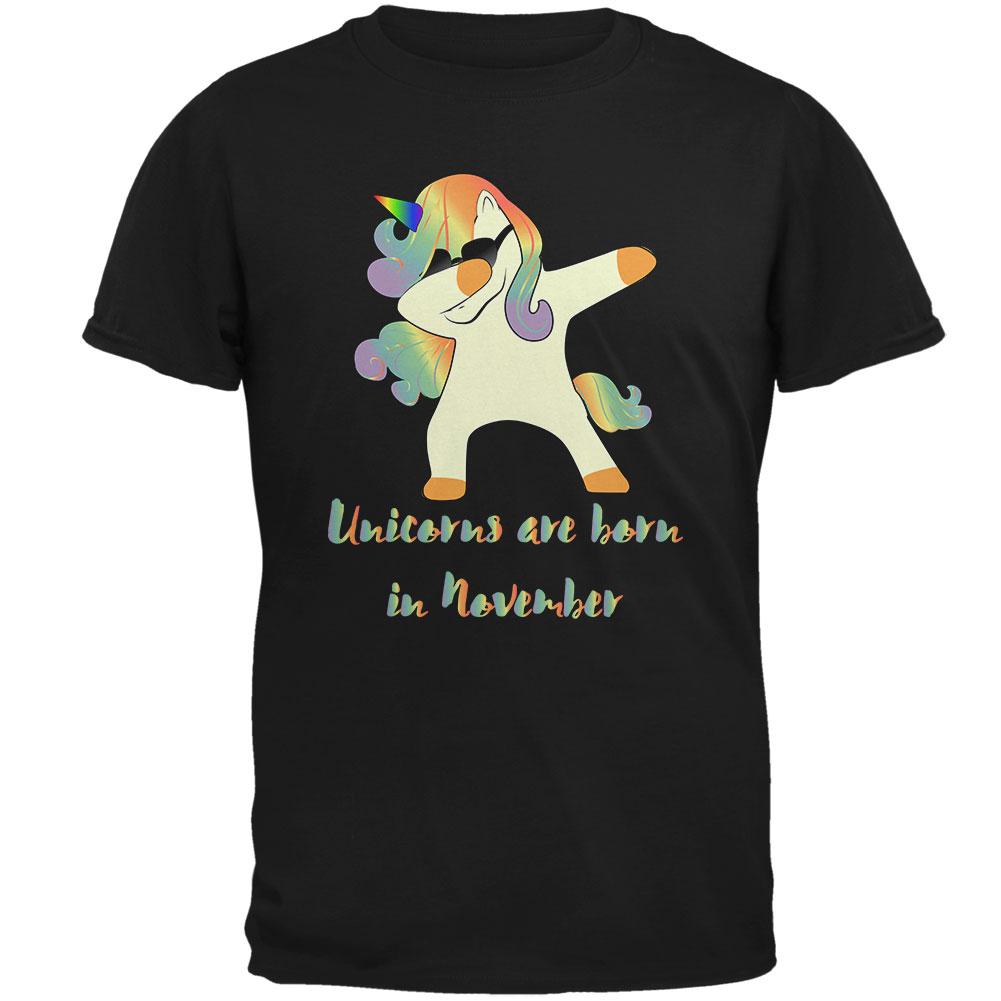 November Birthday Dabbing Unicorn Sunglasses Mens T Shirt Men's T-Shirts Old Glory 2XL Black