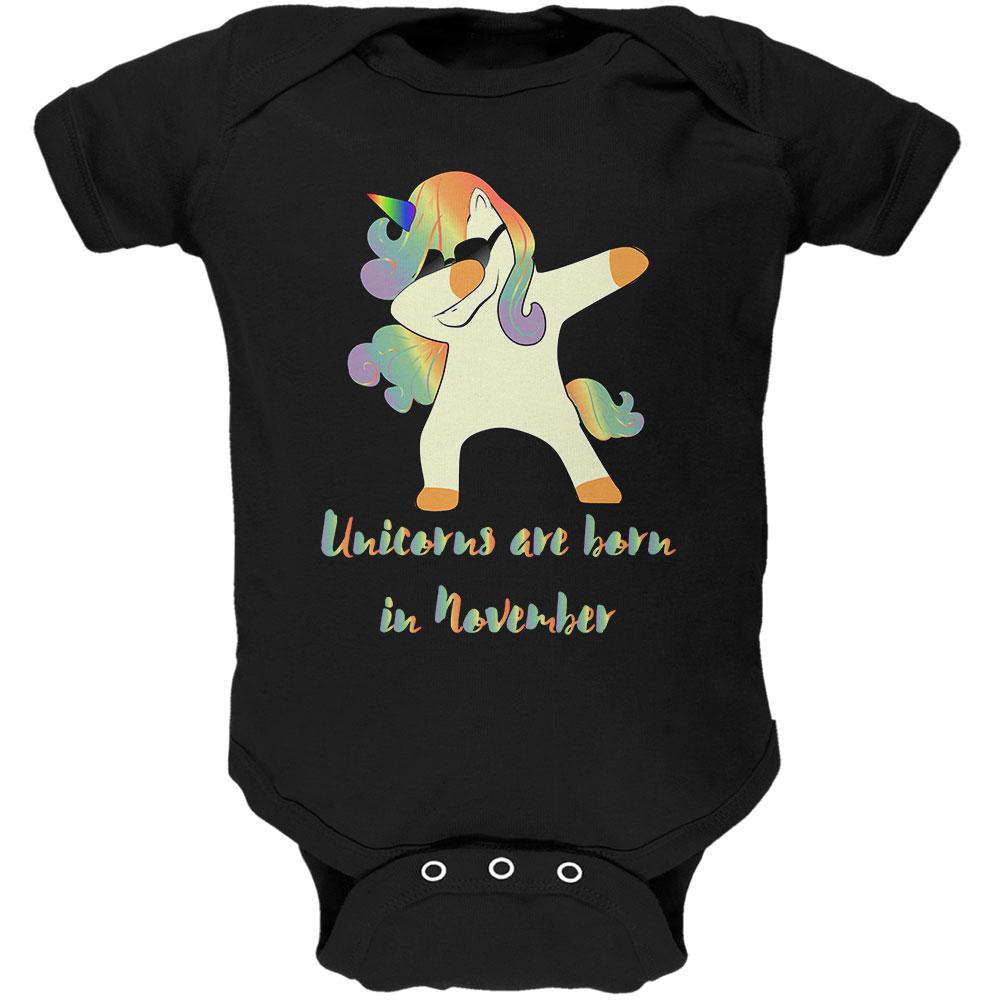 November Birthday Dabbing Unicorn Sunglasses Soft Baby One Piece Baby One Piece Old Glory 0-3M Black