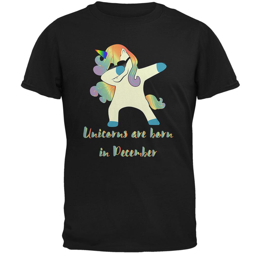 December Birthday Dabbing Unicorn Sunglasses Mens T Shirt Men's T-Shirts Old Glory 2XL Black