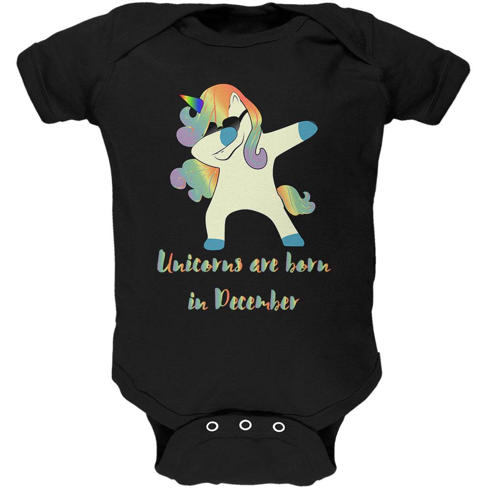 December Birthday Dabbing Unicorn Sunglasses Soft Baby One Piece Baby One Piece Old Glory 0-3M Black