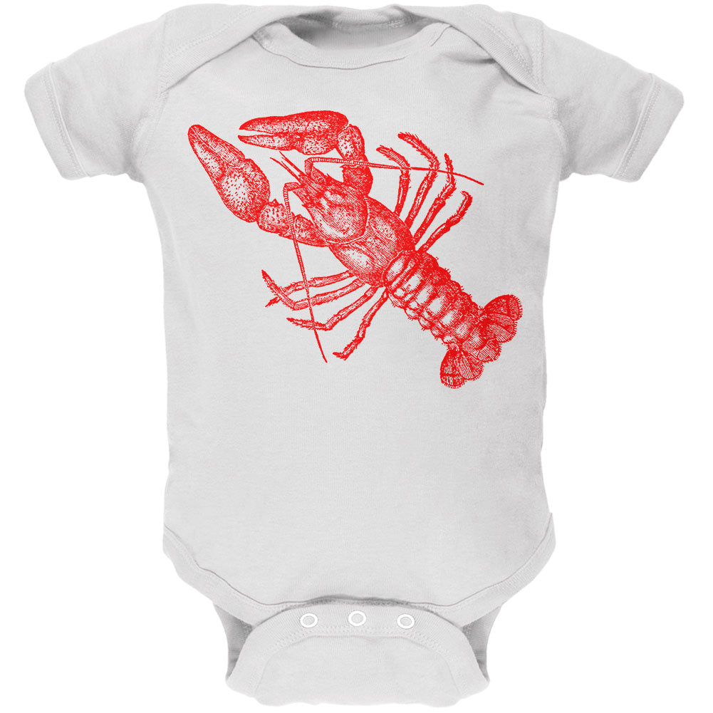 Lobster Crustacean Copperplate Soft Baby One Piece Baby One Piece Old Glory 0-3M White