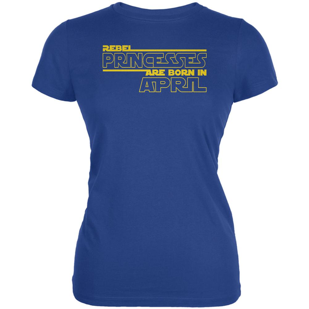 Rebel Princesses are Born in April Juniors Soft T Shirt Juniors T-Shirts Old Glory 2XL Royal