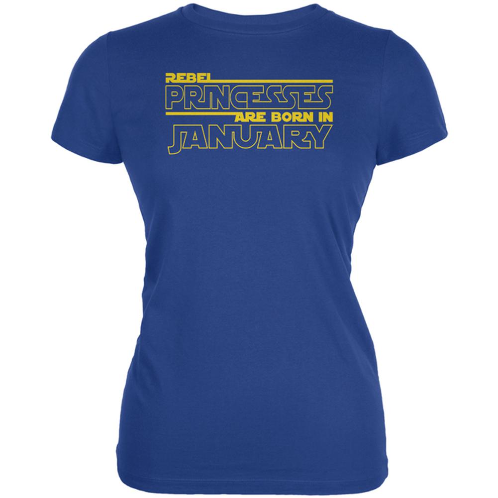 Rebel Princesses are Born in January Juniors Soft T Shirt Juniors T-Shirts Old Glory 2XL Royal