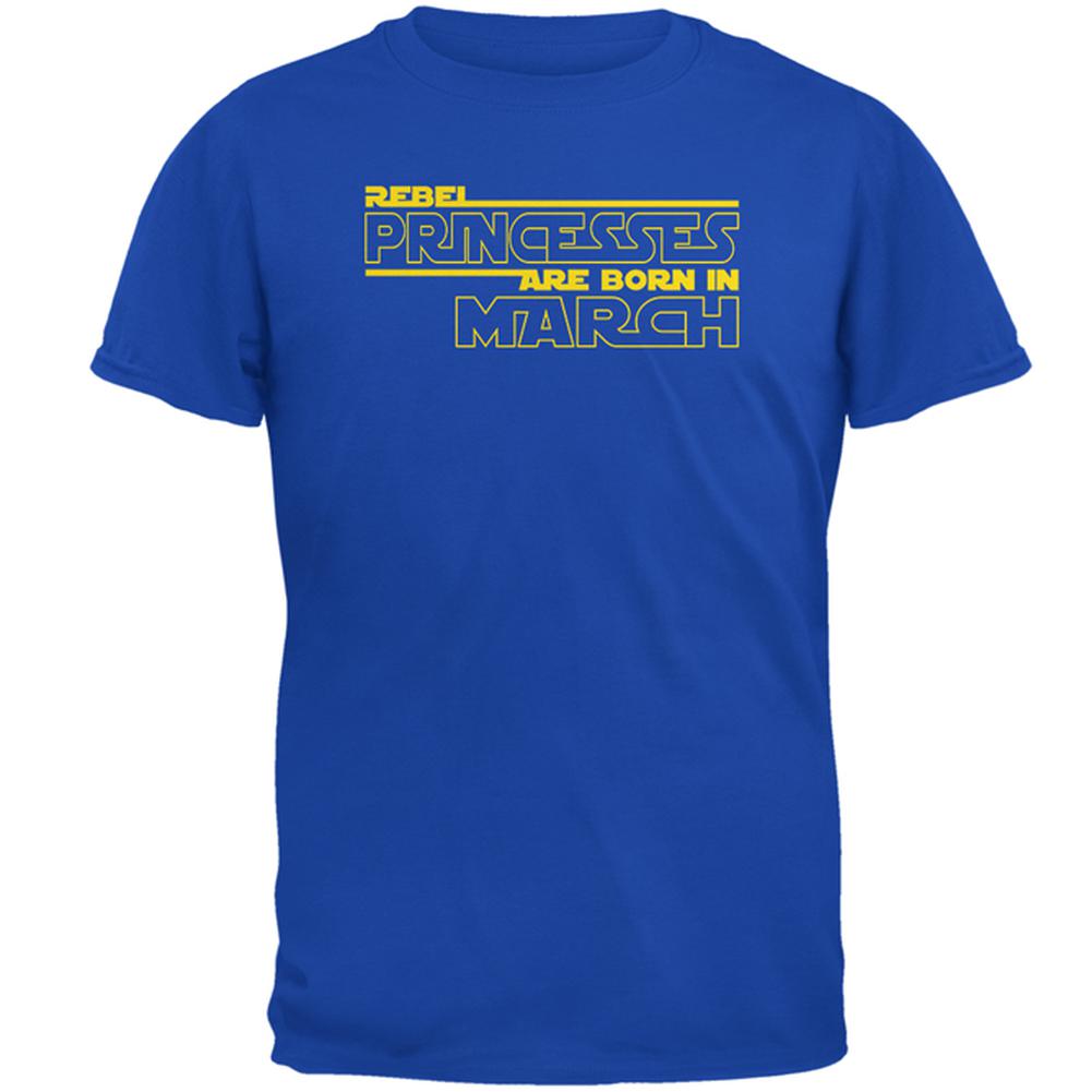 Rebel Princesses are Born in March Mens Soft T Shirt Men's T-Shirts Old Glory 2XL Royal