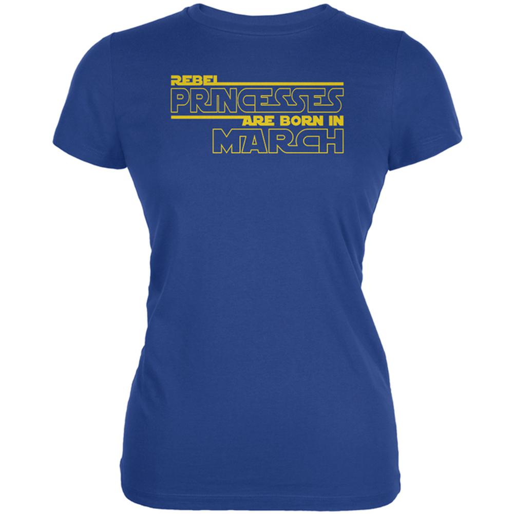 Rebel Princesses are Born in March Juniors Soft T Shirt Juniors T-Shirts Old Glory 2XL Royal