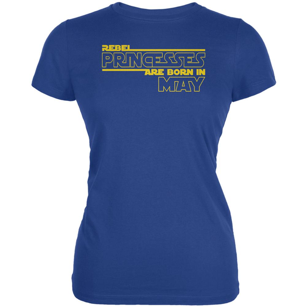 Rebel Princesses are Born in May Juniors Soft T Shirt Juniors T-Shirts Old Glory 2XL Royal