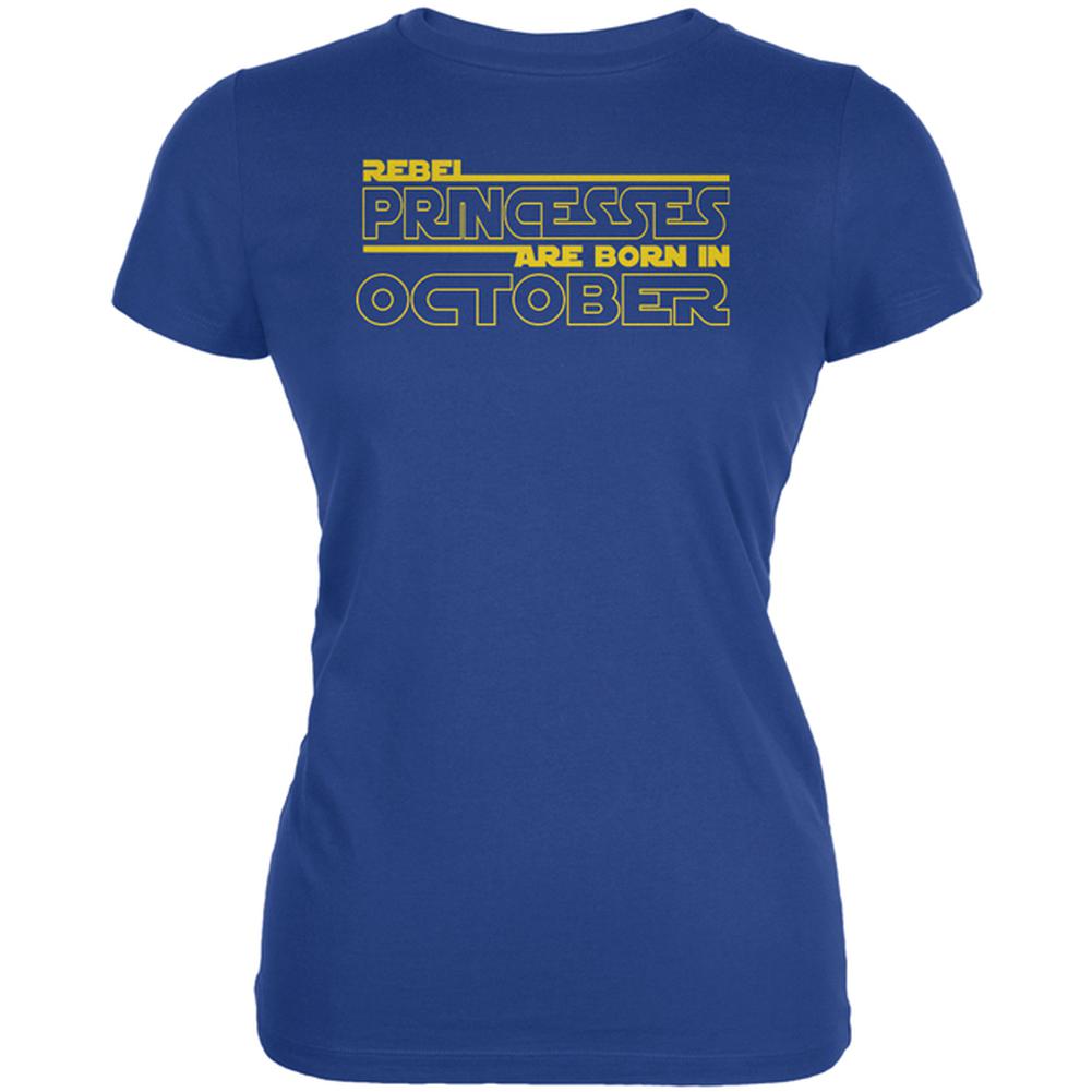 Rebel Princesses are Born in October Juniors Soft T Shirt Juniors T-Shirts Old Glory 2XL Royal