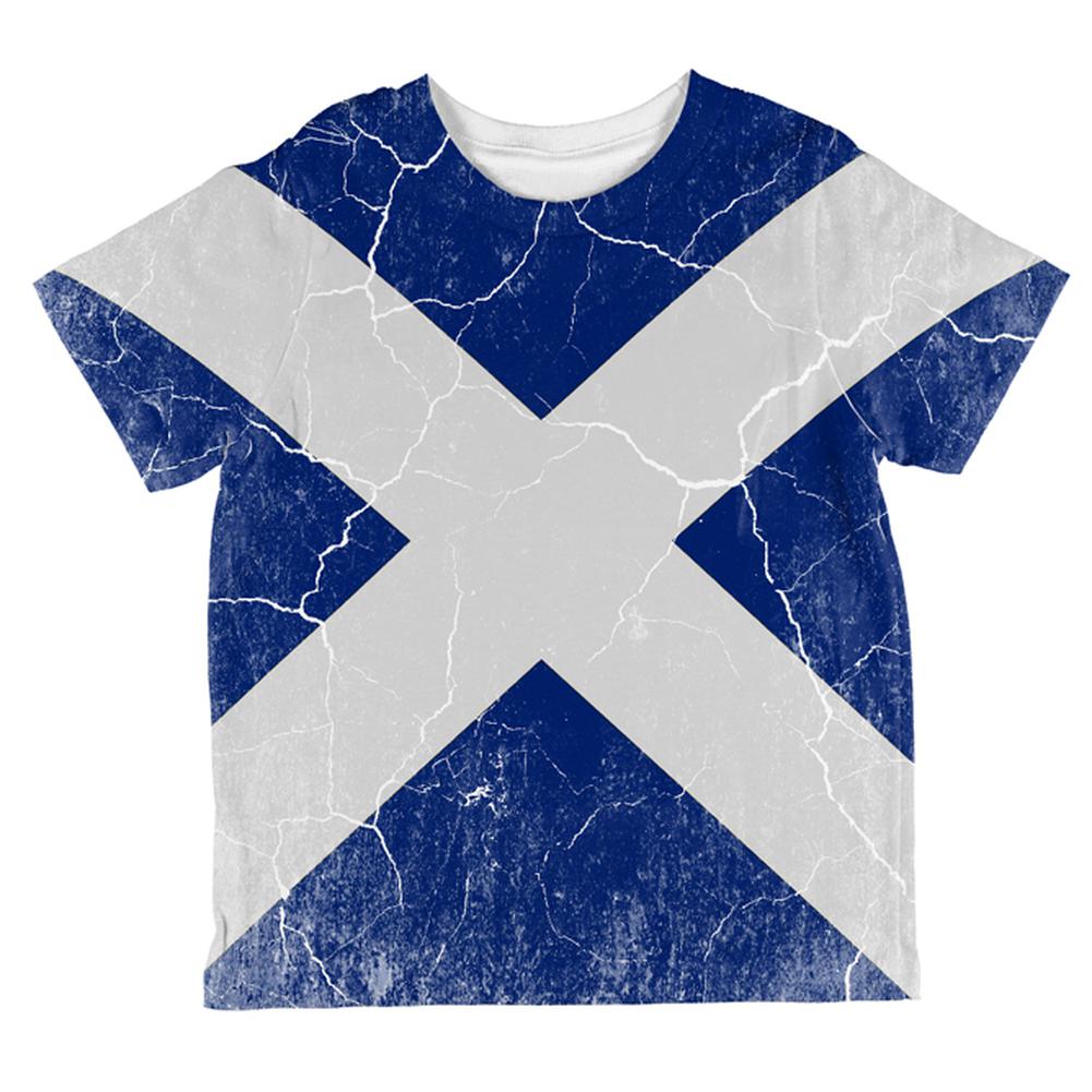 Scottish Flag Distressed Grunge Scotland All Over Toddler T Shirt Toddler T-Shirts Old Glory 2T Multi