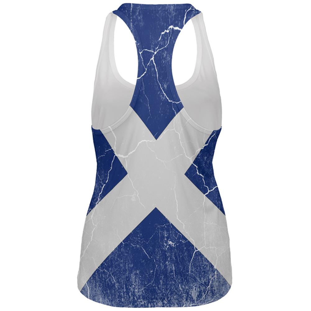 Scottish Flag Distressed Grunge Scotland All Over Womens Work Out Tank Top Women's Tank Tops Old Glory