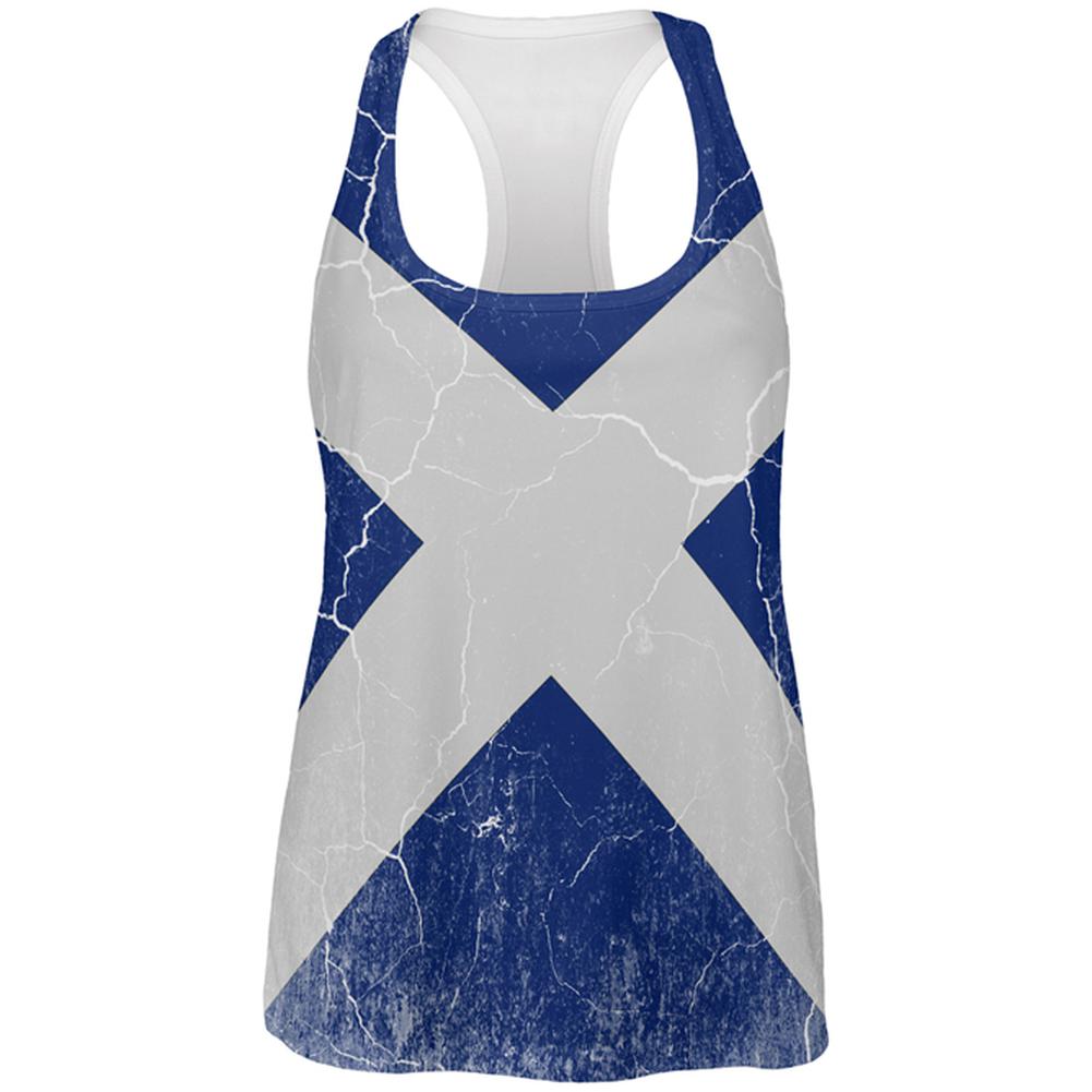 Scottish Flag Distressed Grunge Scotland All Over Womens Work Out Tank Top Women's Tank Tops Old Glory 2XL Multi