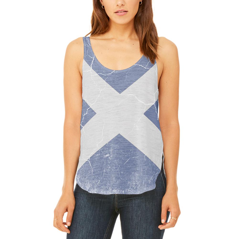 Scottish Flag Distressed Grunge Scotland Juniors Flowy Side Slit Tank Top Juniors Tank Tops Old Glory 2XL Multi