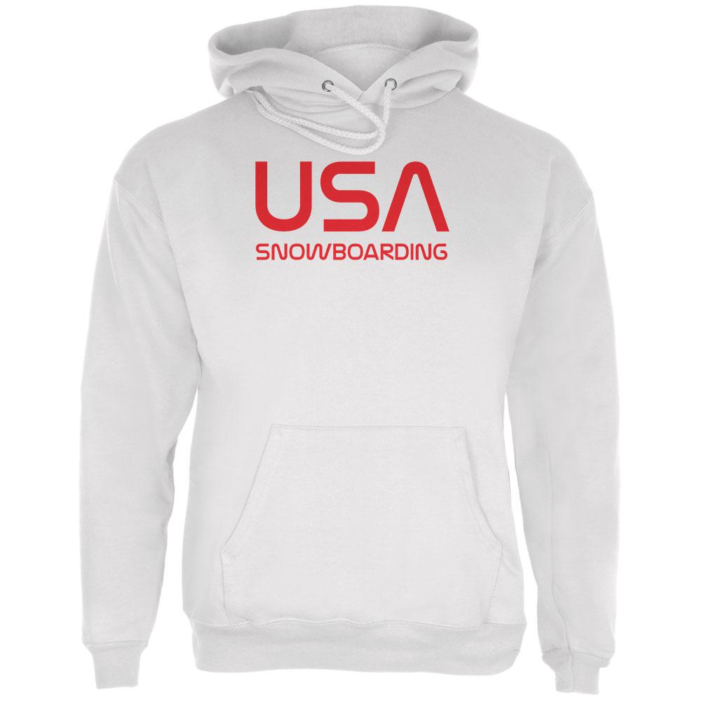 Vintage Team USA Snowboard Snowboarding Mens Hoodie Men's Hoodies Old Glory LG White