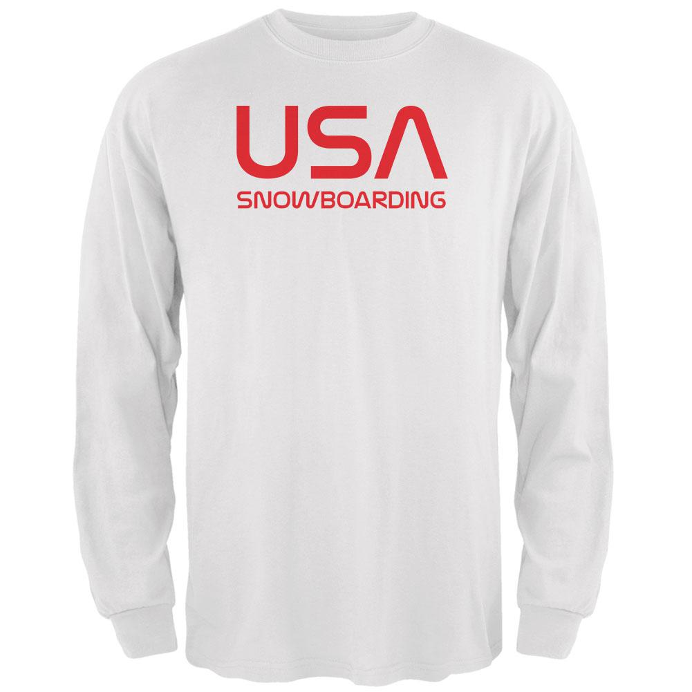 Vintage Team USA Snowboard Snowboarding Mens Long Sleeve T Shirt Men's Long Sleeves Old Glory 2XL White