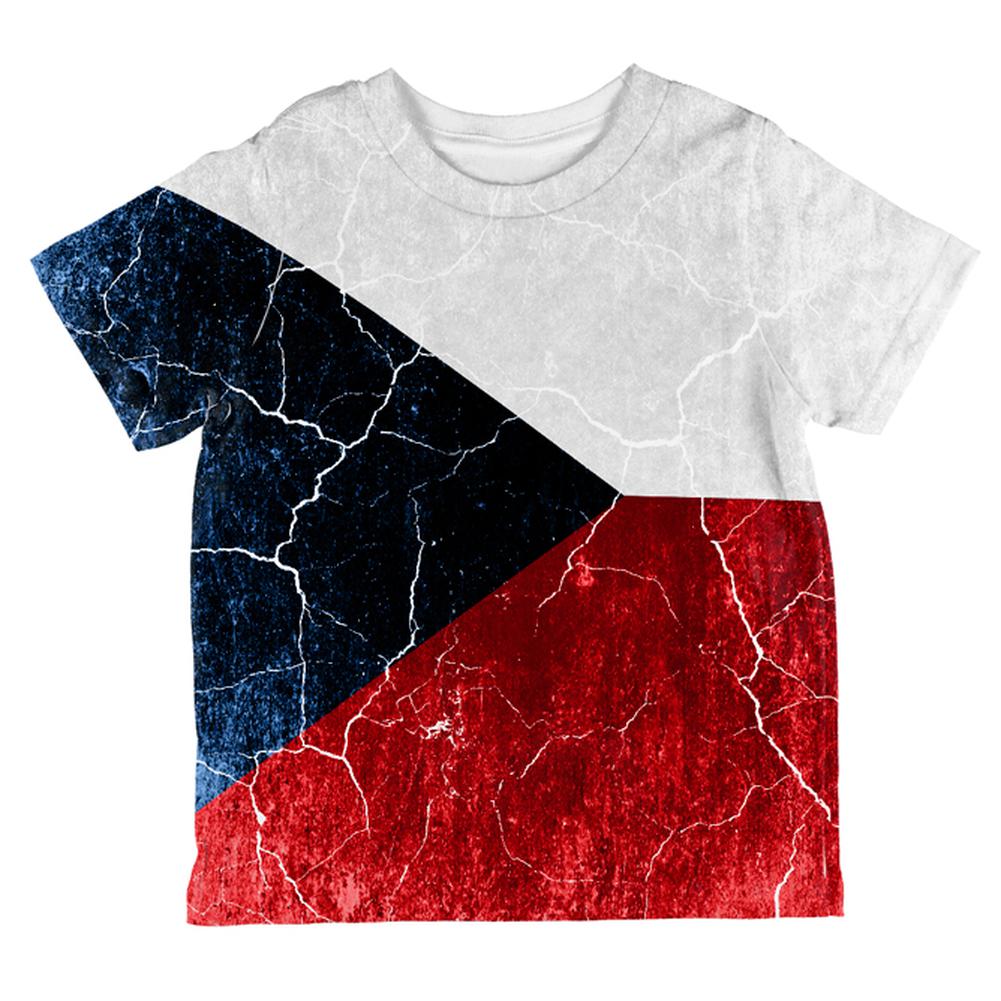 Czech Republic Flag Distressed Grunge All Over Toddler T Shirt Toddler T-Shirts Old Glory 2T Multi