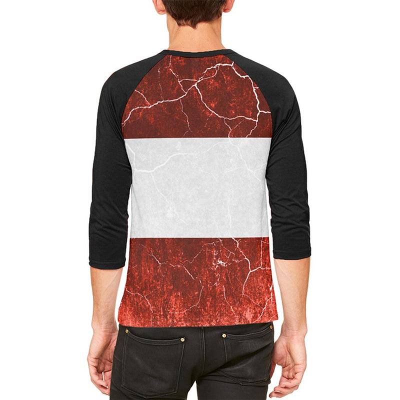 Austrian Flag Distressed Grunge Mens Raglan T Shirt Men's T-Shirts Old Glory