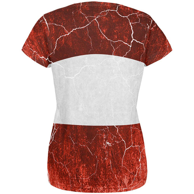 Austrian Flag Distressed Grunge All Over Womens T Shirt Women's T-Shirts Old Glory