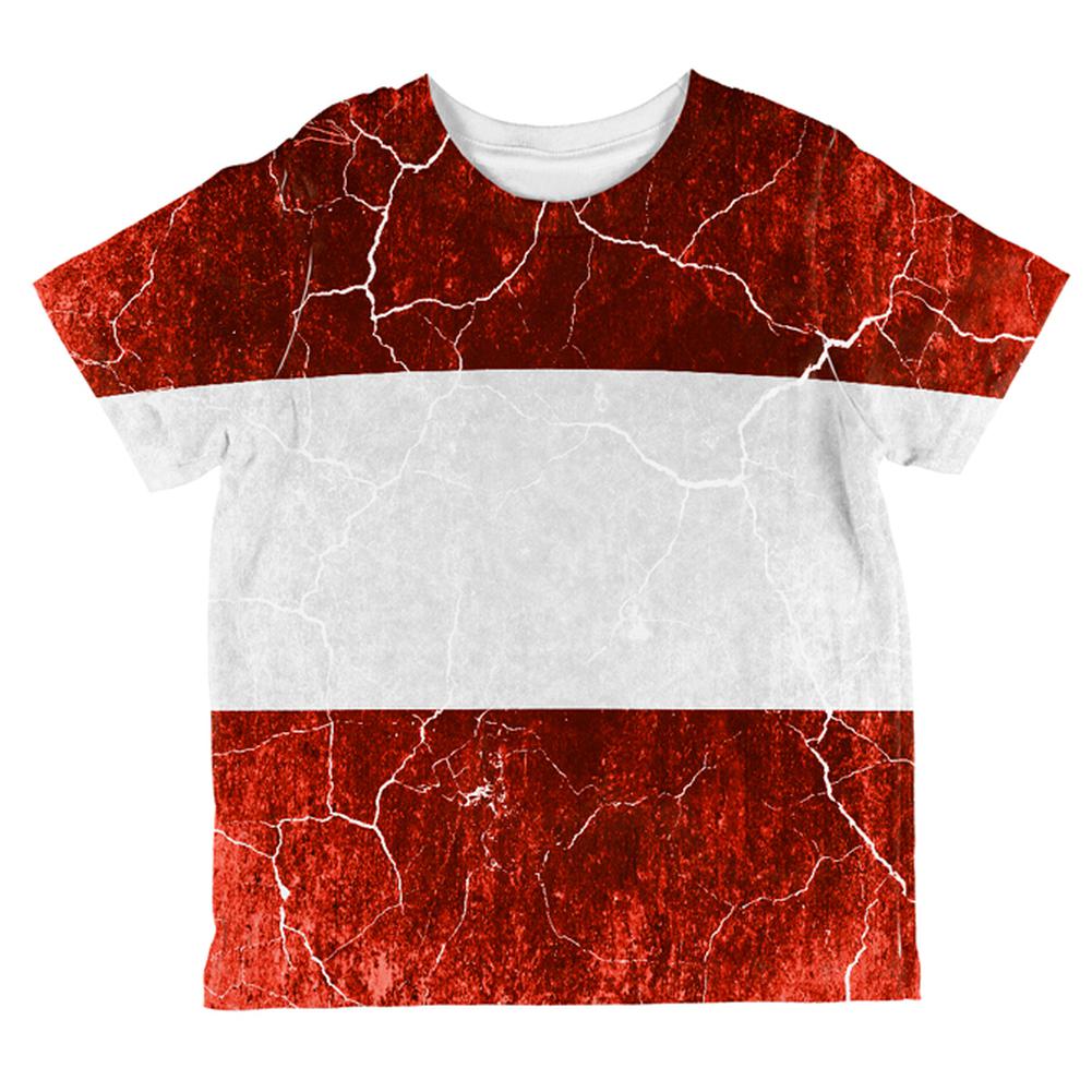 Austrian Flag Distressed Grunge All Over Toddler T Shirt Toddler T-Shirts Old Glory 2T Multi