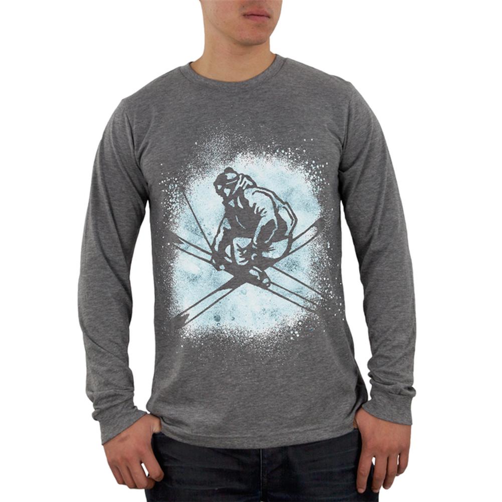 Winter Games Freestyle Ski Mens Soft Long Sleeve Blend T Shirt Men's Long Sleeves Old Glory 2XL Heather
