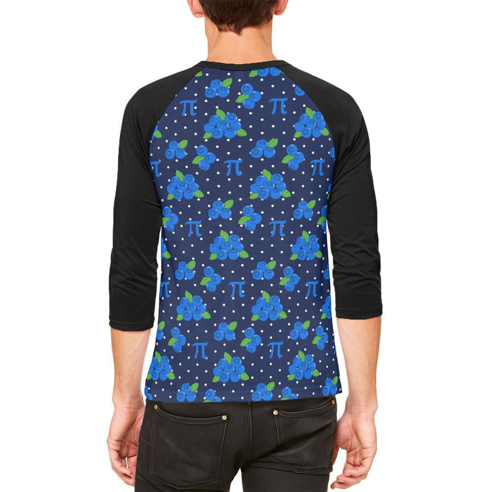 Blueberry Pi Day Pattern Mens Raglan T Shirt Men's T-Shirts Old Glory
