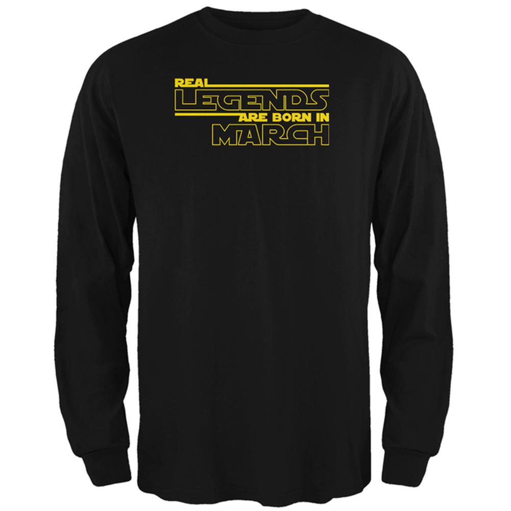 Real Legends are Born in March Mens Long Sleeve T Shirt Men's Long Sleeves Old Glory 2XL Black