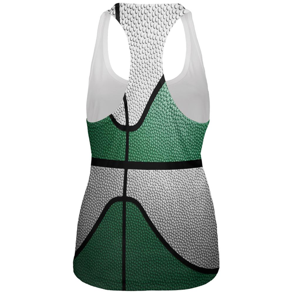 Championship Basketball Irish Green and White All Over Womens Work Out Tank Top Women's Tank Tops Old Glory