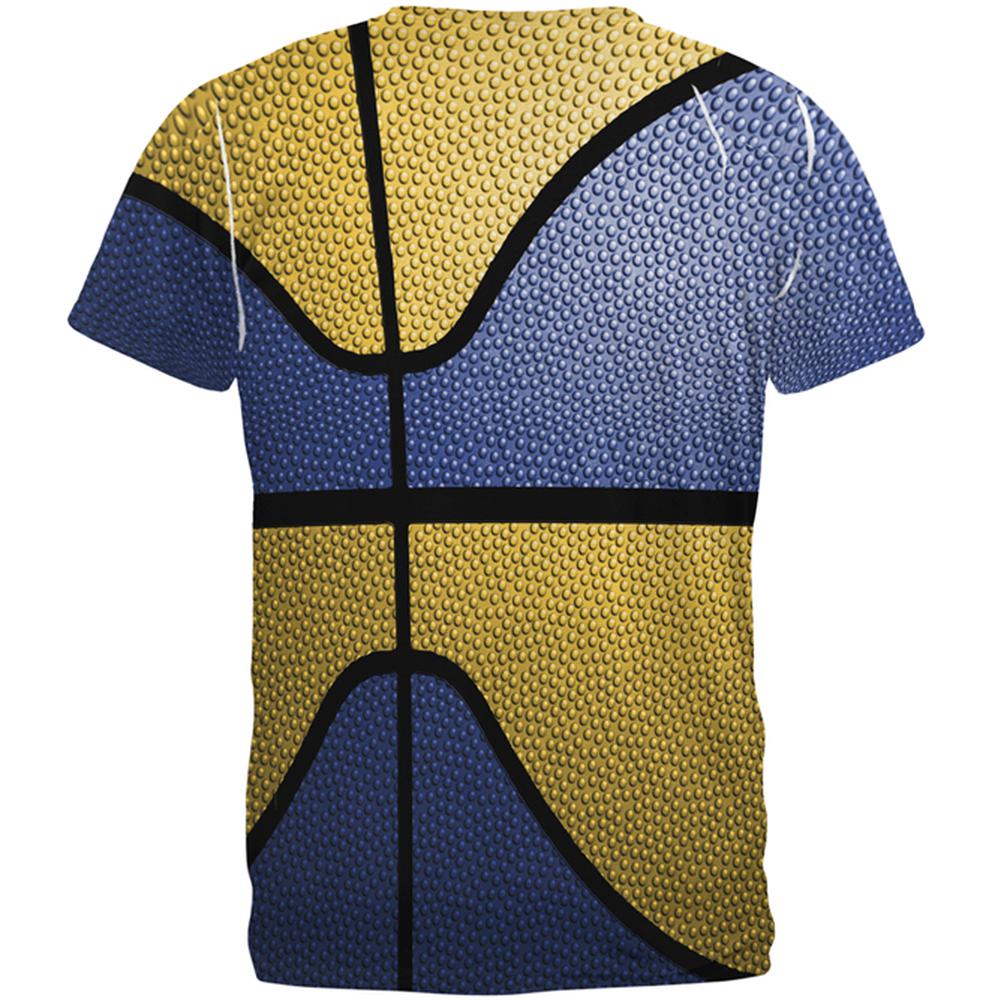 Championship Basketball Royal Blue and Yellow All Over Mens T Shirt Men's T-Shirts Old Glory