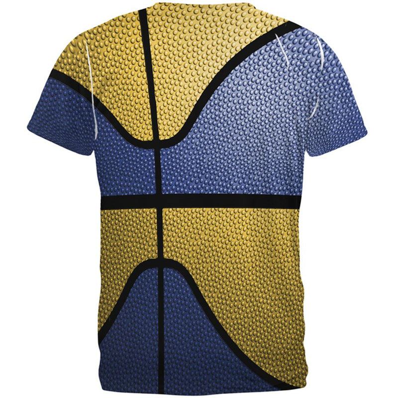 Championship Basketball Royal Blue and Yellow All Over Mens T Shirt Men's T-Shirts Old Glory