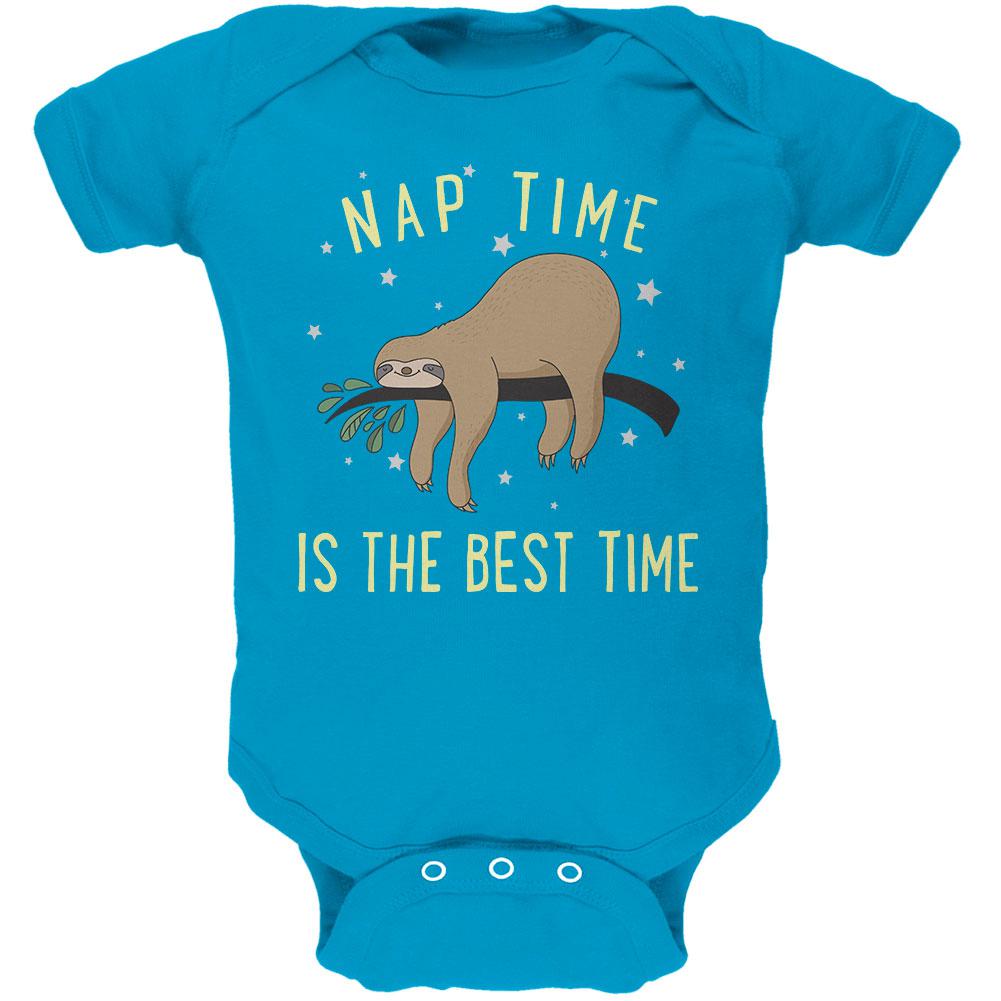 Sloth Nap Time Is The Best Soft Baby One Piece Baby One Piece Old Glory 0-3M Turquoise