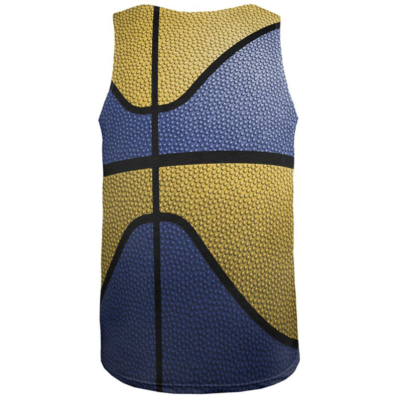 Championship Basketball Royal Blue and Yellow All Over Mens Tank Top Men's Tank Tops Old Glory
