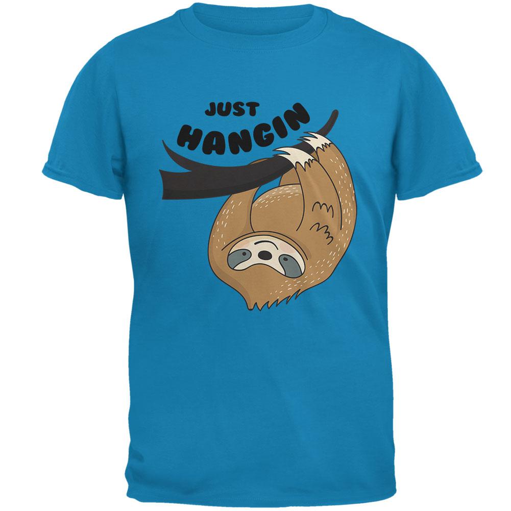 Sloth Just Hangin' Pun Mens T Shirt Men's T-Shirts Old Glory 2XL Sapphire